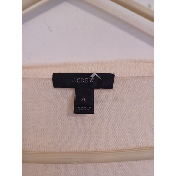 J. Crew Linen Pullover Sweater XL Cream Ivory Longsleeve Casual Lightweight - Picture 2 of 10